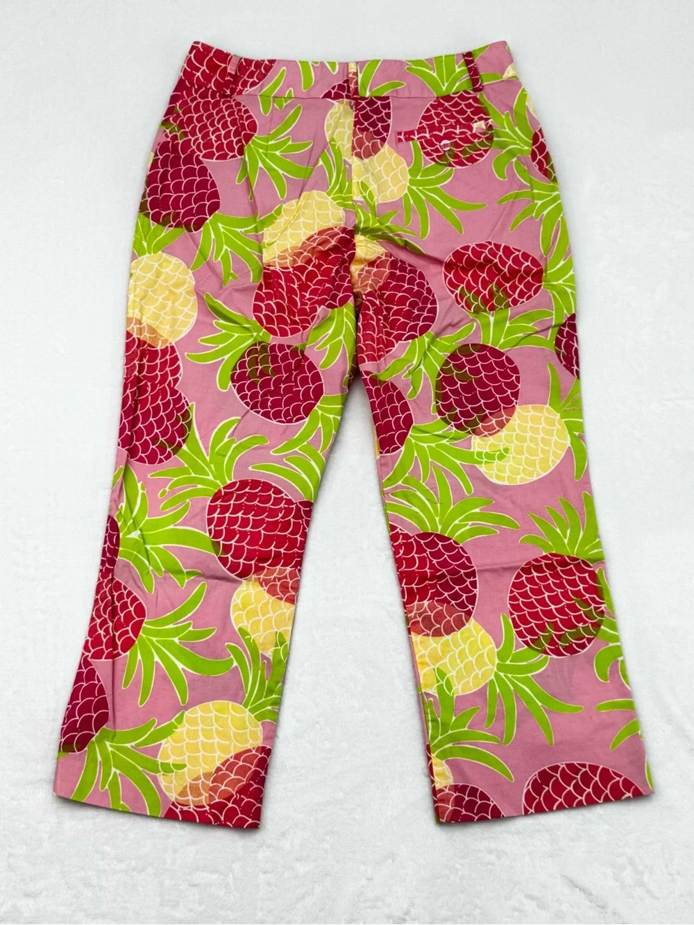 Lilly Pulitzer Women's Size 8 Vintage 90s Pineapple Print Capri Pants Pink Green